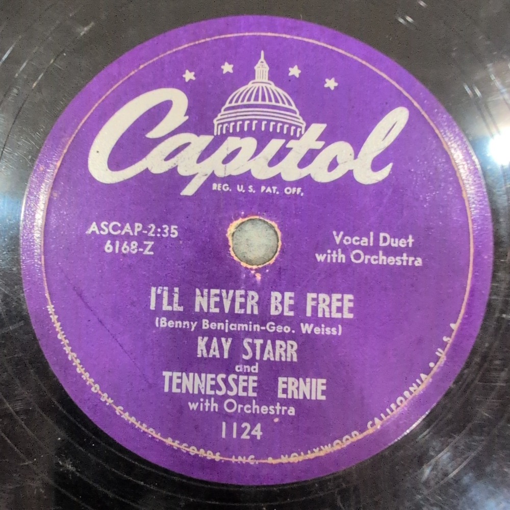 Kay Starr Tennessee Ernie I'll Never Be Free Capitol 1124 78 RPM Shellac Record - Picture 1 of 4